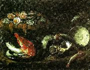 Giovanni Battista Recco stilleben med fisk och ostron oil painting reproduction